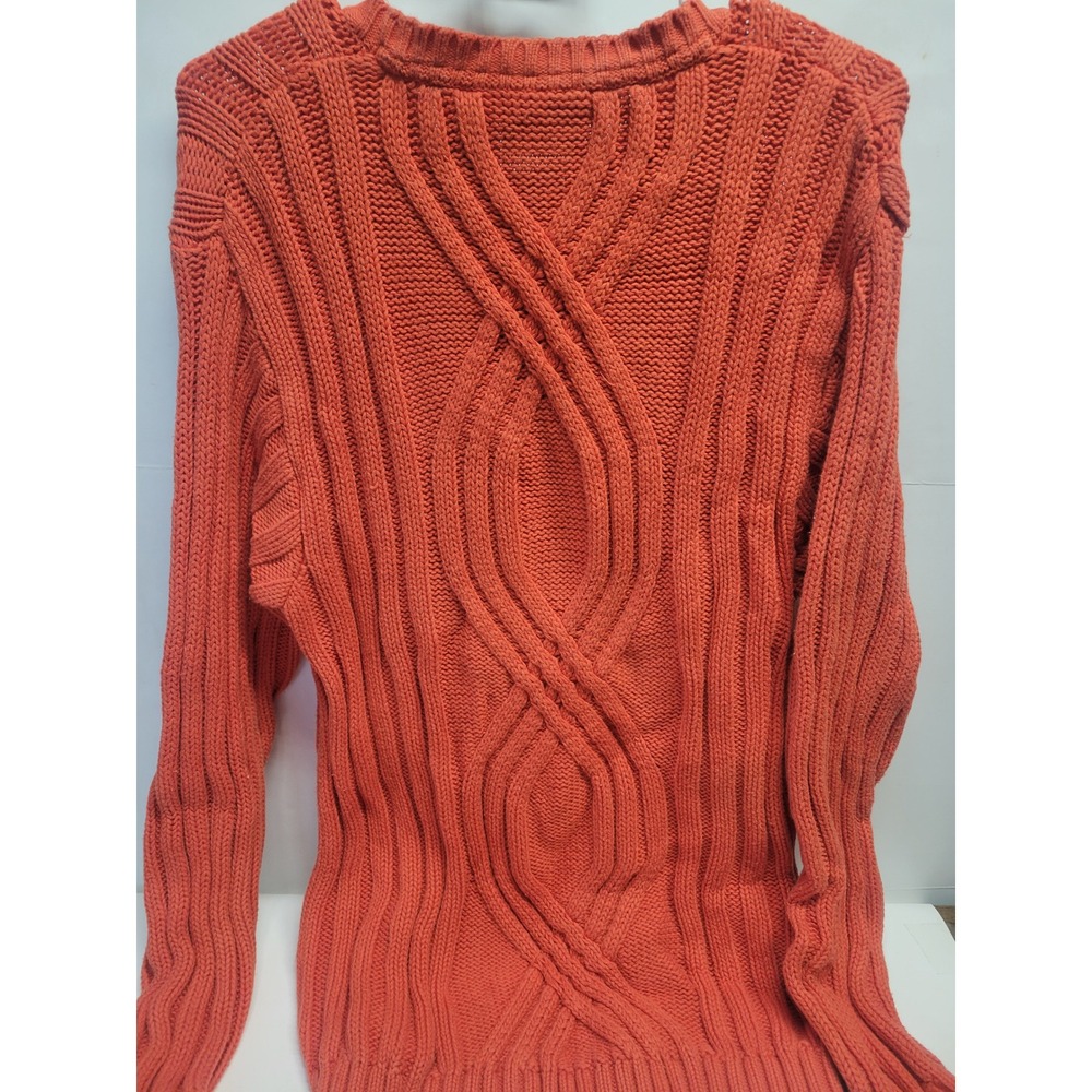 Harley Davidson Orange Cable Knit Sweater Men's Small Cotton - Picture 7 of 11